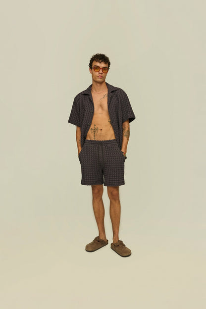 OAS Nearly Black Porto Waffle Shorts