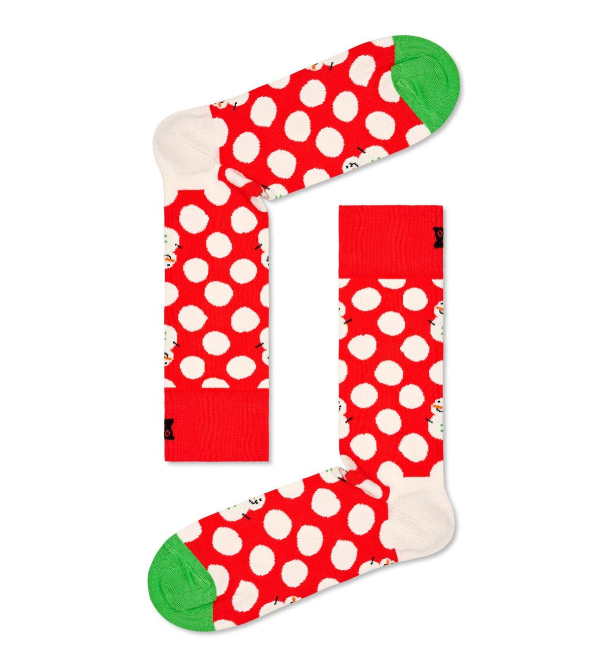 Röda strumpor med snöbollar och snögubbar på från Happy Socks