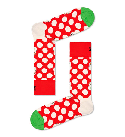 Röda strumpor med snöbollar och snögubbar på från Happy Socks