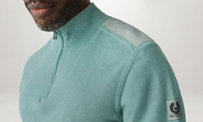Belstaff Stander Quarter Zip Jumper - Steel Green - No Generation