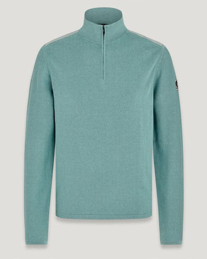 Belstaff Stander Quarter Zip Jumper - Steel Green - No Generation