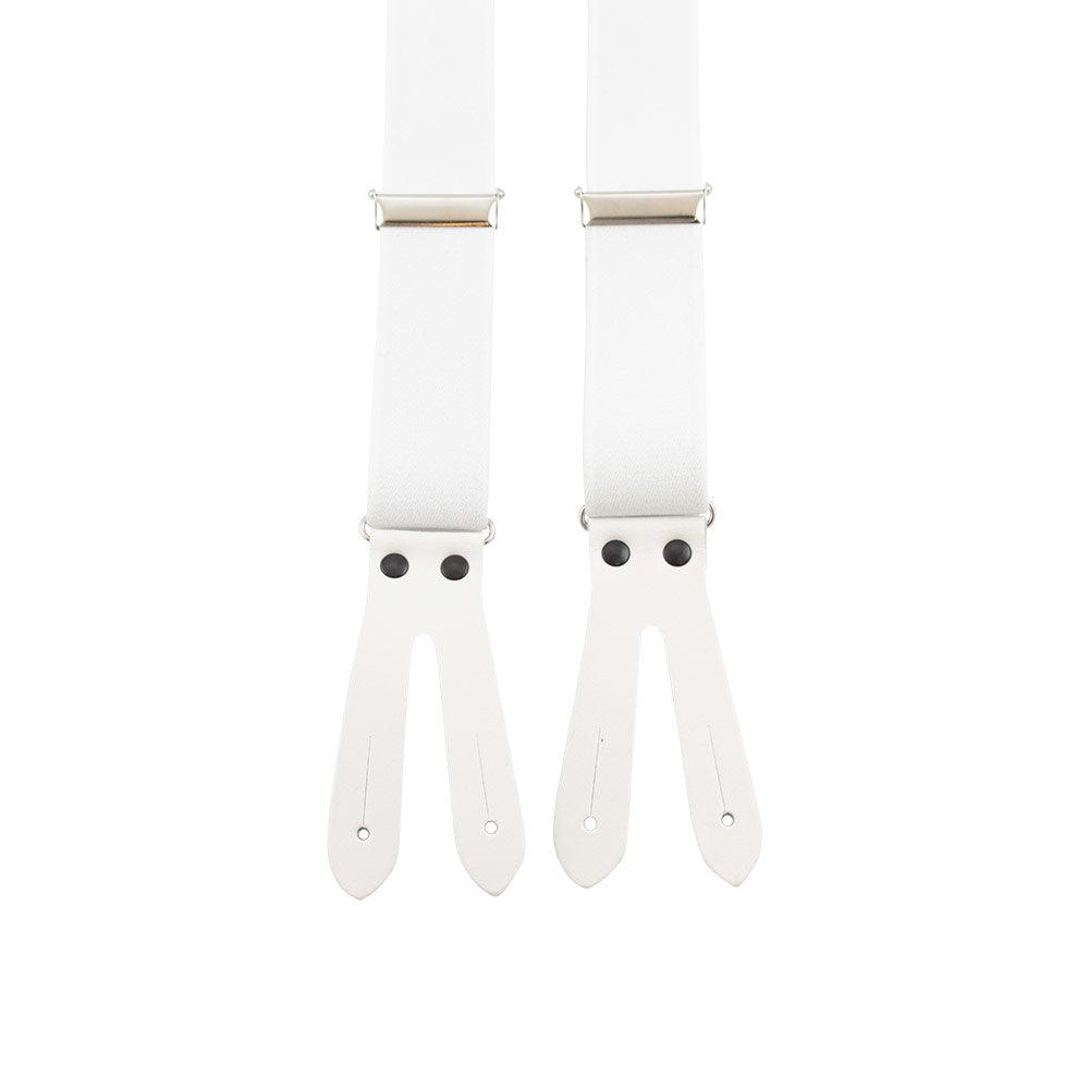Portia Solid Suspenders Leather Ends - 35mm White - No Generation